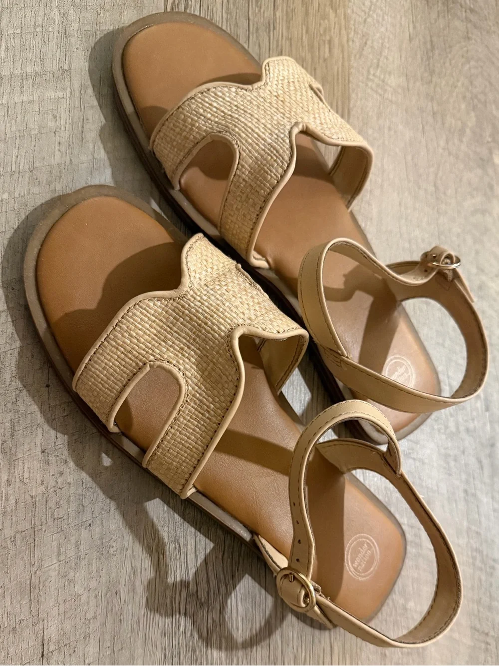 wonder nation Kids - Girls Beige Woven Strap Sandals